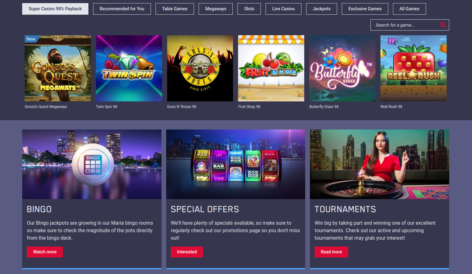 Maria Casino games