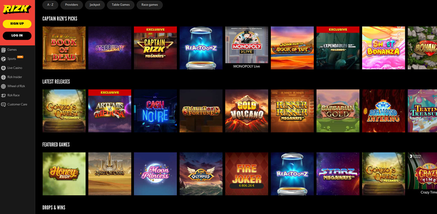 Rizk Casino Games
