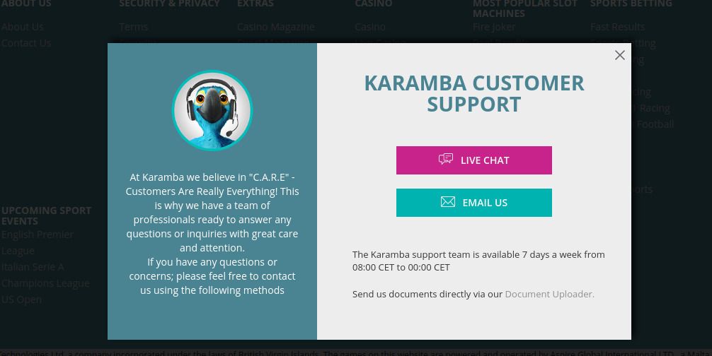 Karamba Casino Support team