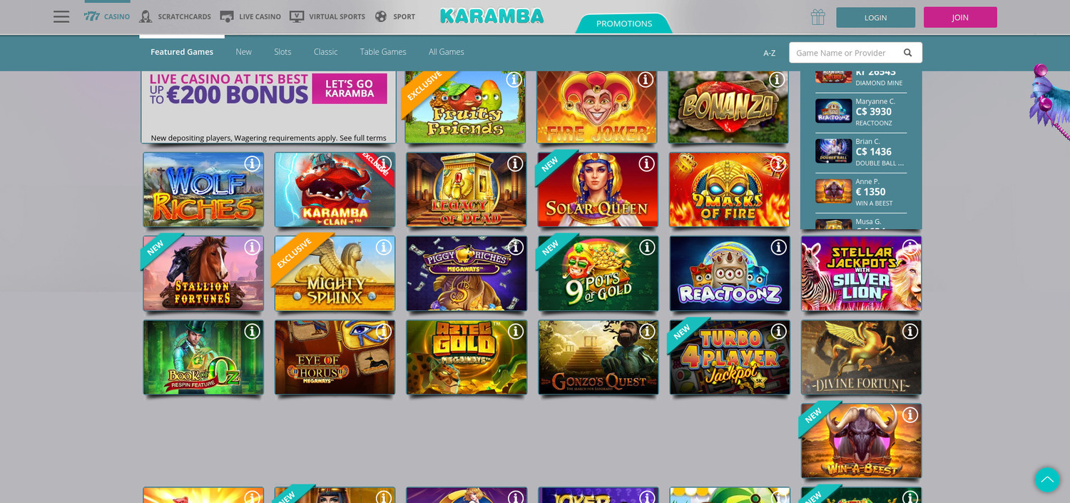 Karamba Casino Games