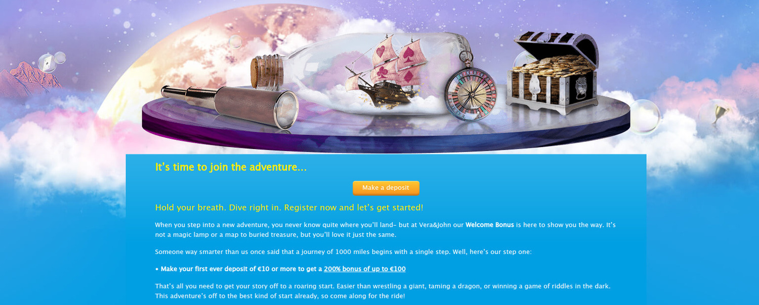 Welcome Bonus in Vera&John Casino