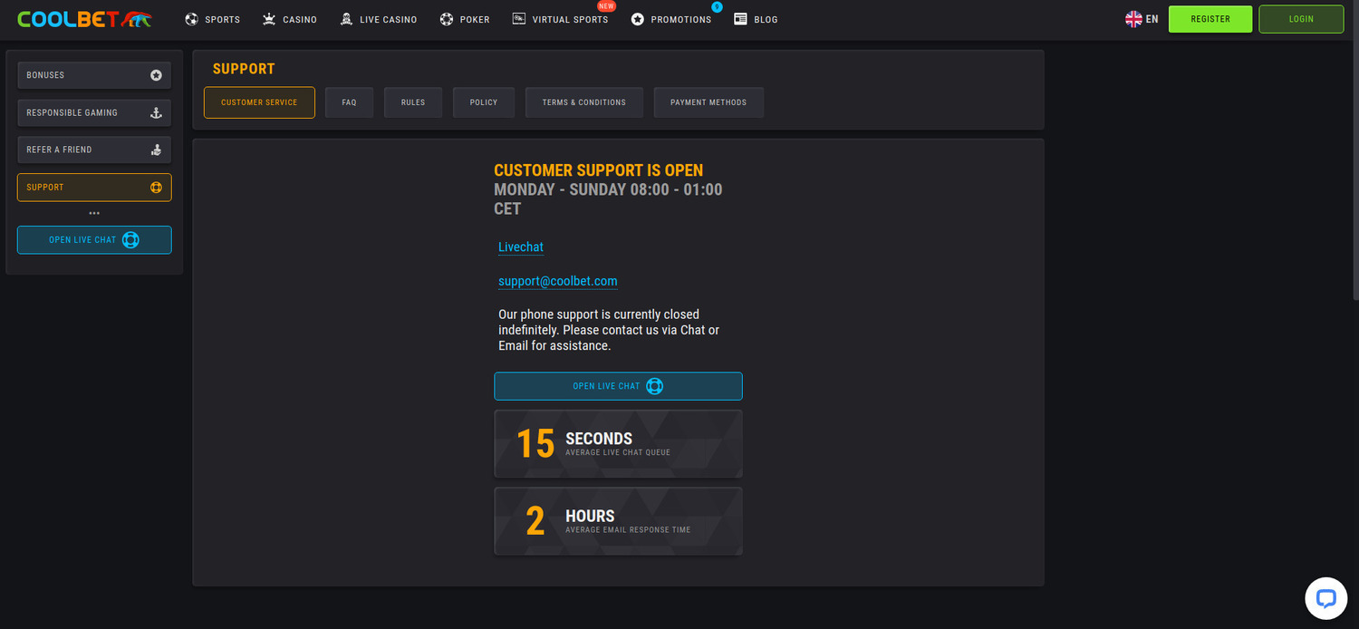 CoolBet Casino Support