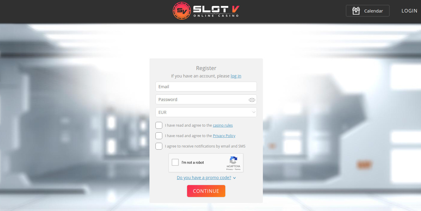 Registration at the Slot V casino