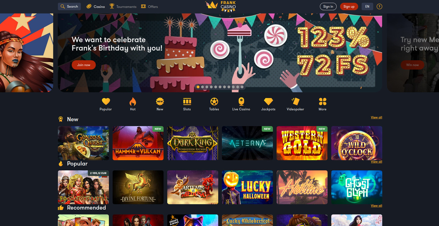 Frank casino main page
